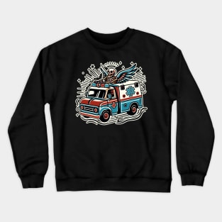 Skeleton Driving Ambulance - Untextured Crewneck Sweatshirt